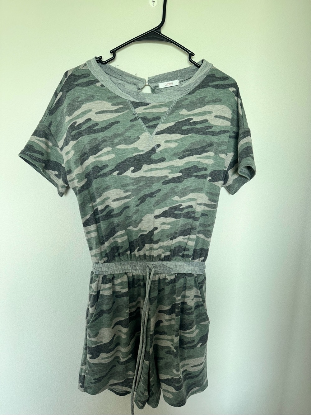 Camo Short Sleeve Romper - Green Gray Camo
